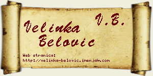 Velinka Belović vizit kartica